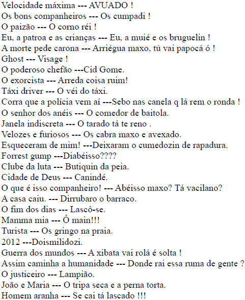 Títulos de filmes em Piauiês